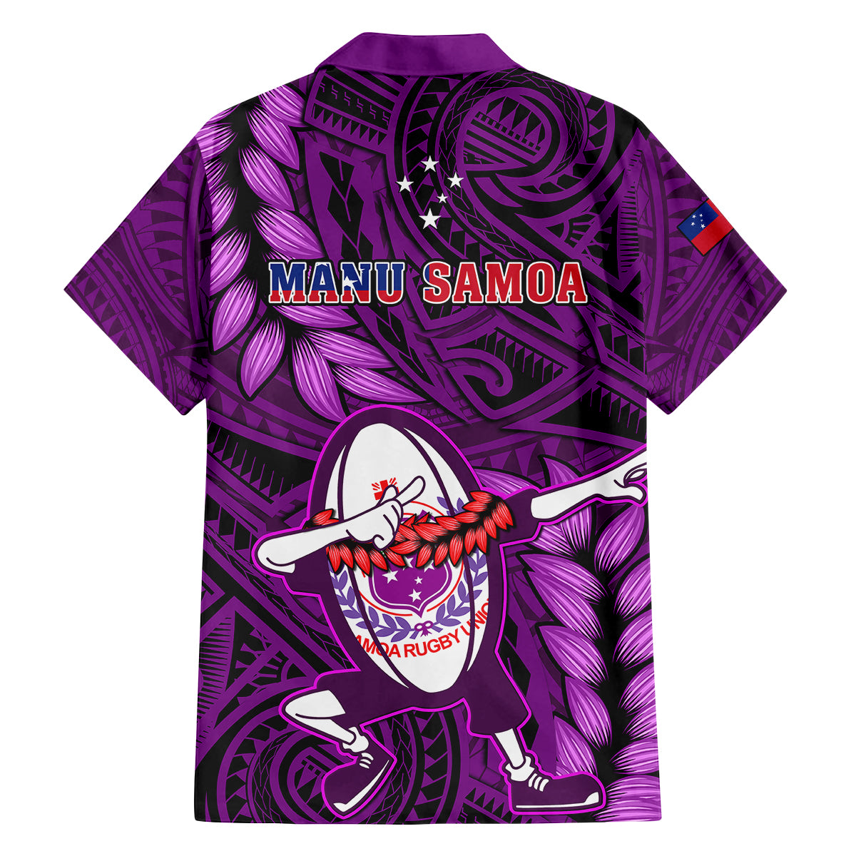 Samoa Rugby Kid Hawaiian Shirt Manu Samoa Ula Fala Dabbing Ball Polynesian Purple Version - Wonder Print Shop