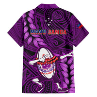 Samoa Rugby Kid Hawaiian Shirt Manu Samoa Ula Fala Dabbing Ball Polynesian Purple Version - Wonder Print Shop