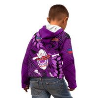 Samoa Rugby Kid Hoodie Manu Samoa Ula Fala Dabbing Ball Polynesian Purple Version - Wonder Print Shop