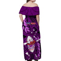 Samoa Rugby Off Shoulder Maxi Dress Manu Samoa Ula Fala Dabbing Ball Polynesian Purple Version - Wonder Print Shop