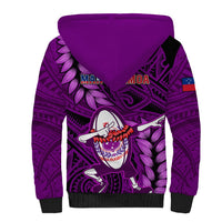 Samoa Rugby Sherpa Hoodie Manu Samoa Ula Fala Dabbing Ball Polynesian Purple Version - Wonder Print Shop
