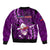 Samoa Rugby Sleeve Zip Bomber Jacket Manu Samoa Ula Fala Dabbing Ball Polynesian Purple Version - Wonder Print Shop