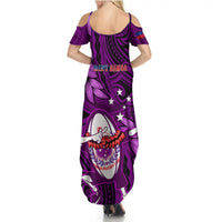 Samoa Rugby Summer Maxi Dress Manu Samoa Ula Fala Dabbing Ball Polynesian Purple Version - Wonder Print Shop