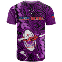 Samoa Rugby T Shirt Manu Samoa Ula Fala Dabbing Ball Polynesian Purple Version - Wonder Print Shop