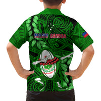 Samoa Rugby Family Matching Tank Maxi Dress and Hawaiian Shirt Manu Samoa Ula Fala Dabbing Ball Polynesian Green Version - Wonder Print Shop