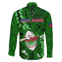 Samoa Rugby Family Matching Tank Maxi Dress and Hawaiian Shirt Manu Samoa Ula Fala Dabbing Ball Polynesian Green Version - Wonder Print Shop
