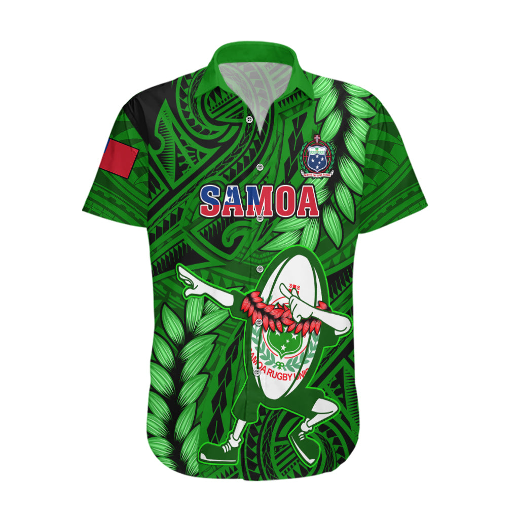 Samoa Rugby Hawaiian Shirt Manu Samoa Ula Fala Dabbing Ball Polynesian Green Version - Wonder Print Shop