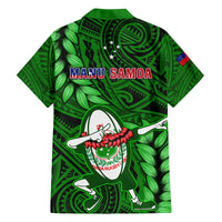 Samoa Rugby Kid Hawaiian Shirt Manu Samoa Ula Fala Dabbing Ball Polynesian Green Version - Wonder Print Shop