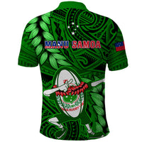 Samoa Rugby Polo Shirt Manu Samoa Ula Fala Dabbing Ball Polynesian Green Version - Wonder Print Shop