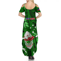 Samoa Rugby Summer Maxi Dress Manu Samoa Ula Fala Dabbing Ball Polynesian Green Version - Wonder Print Shop