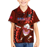 Samoa Rugby Family Matching Off Shoulder Long Sleeve Dress and Hawaiian Shirt Manu Samoa Ula Fala Dabbing Ball Polynesian Red Version - Wonder Print Shop