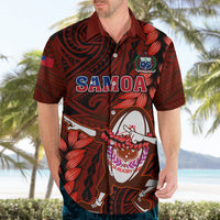 Samoa Rugby Hawaiian Shirt Manu Samoa Ula Fala Dabbing Ball Polynesian Red Version - Wonder Print Shop