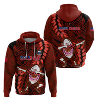 Samoa Rugby Hoodie Manu Samoa Ula Fala Dabbing Ball Polynesian Red Version - Wonder Print Shop