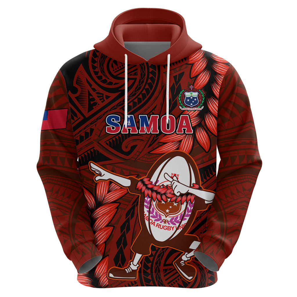 Samoa Rugby Hoodie Manu Samoa Ula Fala Dabbing Ball Polynesian Red Version - Wonder Print Shop
