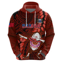 Samoa Rugby Hoodie Manu Samoa Ula Fala Dabbing Ball Polynesian Red Version - Wonder Print Shop