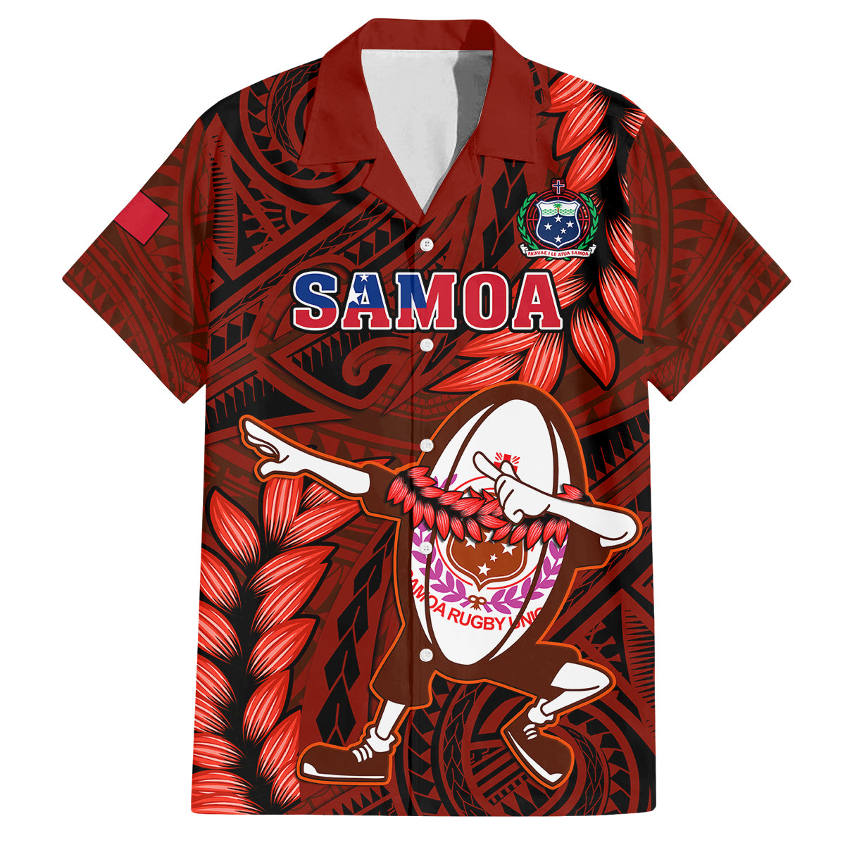 samoa-rugby-kid-hawaiian-shirt-manu-samoa-ula-fala-dabbing-ball-polynesian-blue-version