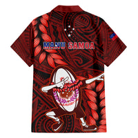 Samoa Rugby Kid Hawaiian Shirt Manu Samoa Ula Fala Dabbing Ball Polynesian Red Version - Wonder Print Shop
