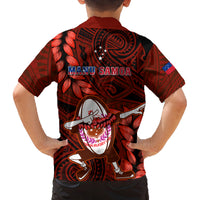 Samoa Rugby Kid Hawaiian Shirt Manu Samoa Ula Fala Dabbing Ball Polynesian Red Version - Wonder Print Shop