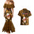 Samoa Rugby Couples Matching Mermaid Dress and Hawaiian Shirt Manu Samoa Ula Fala Dabbing Ball Polynesian Gold Version - Wonder Print Shop