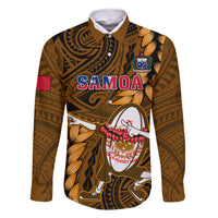 Samoa Rugby Family Matching Off Shoulder Short Dress and Hawaiian Shirt Manu Samoa Ula Fala Dabbing Ball Polynesian Gold Version - Wonder Print Shop