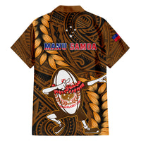 Samoa Rugby Family Matching Tank Maxi Dress and Hawaiian Shirt Manu Samoa Ula Fala Dabbing Ball Polynesian Gold Version - Wonder Print Shop
