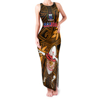 Samoa Rugby Family Matching Tank Maxi Dress and Hawaiian Shirt Manu Samoa Ula Fala Dabbing Ball Polynesian Gold Version - Wonder Print Shop
