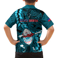 Samoa Rugby Family Matching Mermaid Dress and Hawaiian Shirt Manu Samoa Ula Fala Dabbing Ball Polynesian Turquoise Version - Wonder Print Shop