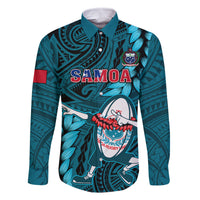 Samoa Rugby Family Matching Mermaid Dress and Hawaiian Shirt Manu Samoa Ula Fala Dabbing Ball Polynesian Turquoise Version - Wonder Print Shop