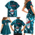 Samoa Rugby Family Matching Short Sleeve Bodycon Dress and Hawaiian Shirt Manu Samoa Ula Fala Dabbing Ball Polynesian Turquoise Version - Wonder Print Shop
