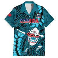 Samoa Rugby Family Matching Short Sleeve Bodycon Dress and Hawaiian Shirt Manu Samoa Ula Fala Dabbing Ball Polynesian Turquoise Version - Wonder Print Shop
