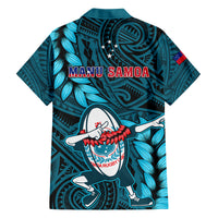 Samoa Rugby Kid Hawaiian Shirt Manu Samoa Ula Fala Dabbing Ball Polynesian Turquoise Version - Wonder Print Shop