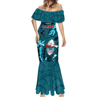 Samoa Rugby Mermaid Dress Manu Samoa Ula Fala Dabbing Ball Polynesian Turquoise Version - Wonder Print Shop