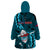 Samoa Rugby Wearable Blanket Hoodie Manu Samoa Ula Fala Dabbing Ball Polynesian Turquoise Version - Wonder Print Shop