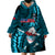 Samoa Rugby Wearable Blanket Hoodie Manu Samoa Ula Fala Dabbing Ball Polynesian Turquoise Version - Wonder Print Shop