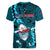 Samoa Rugby Women V Neck T Shirt Manu Samoa Ula Fala Dabbing Ball Polynesian Turquoise Version - Wonder Print Shop