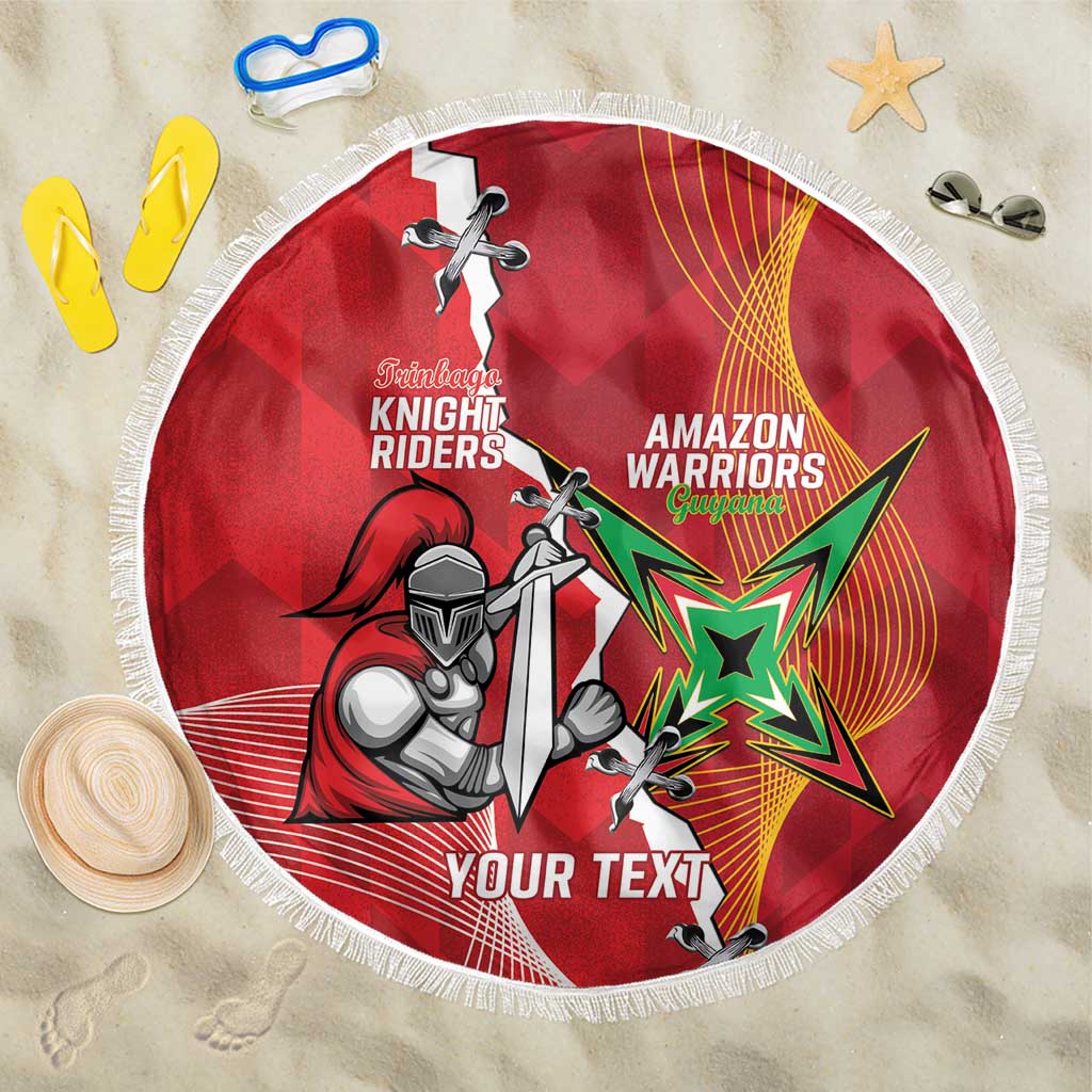 Guyana and Trinbago Cricket Custom Beach Blanket Amazon Warriors Knight Riders Together - Wonder Print Shop