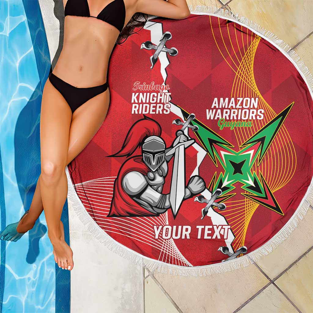 Guyana and Trinbago Cricket Custom Beach Blanket Amazon Warriors Knight Riders Together - Wonder Print Shop