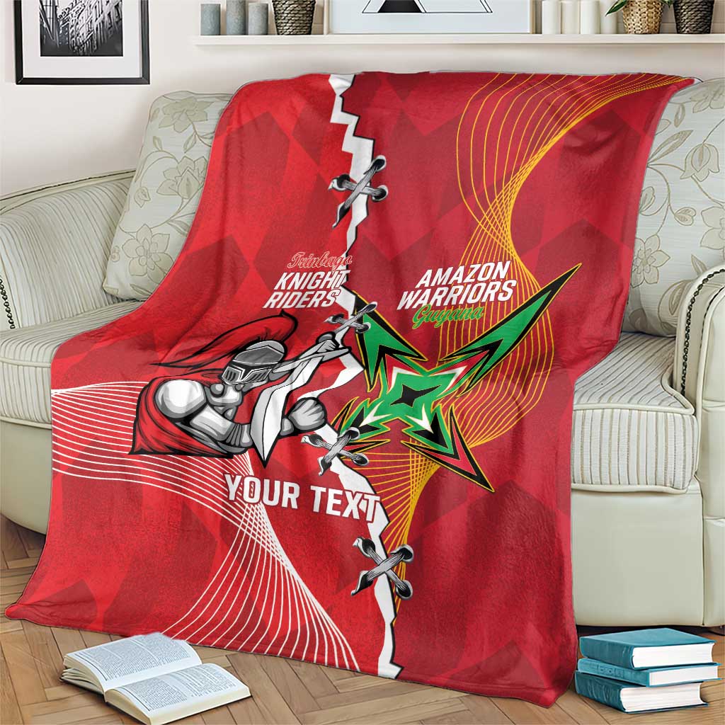 Guyana and Trinbago Cricket Custom Blanket Amazon Warriors Knight Riders Together - Wonder Print Shop