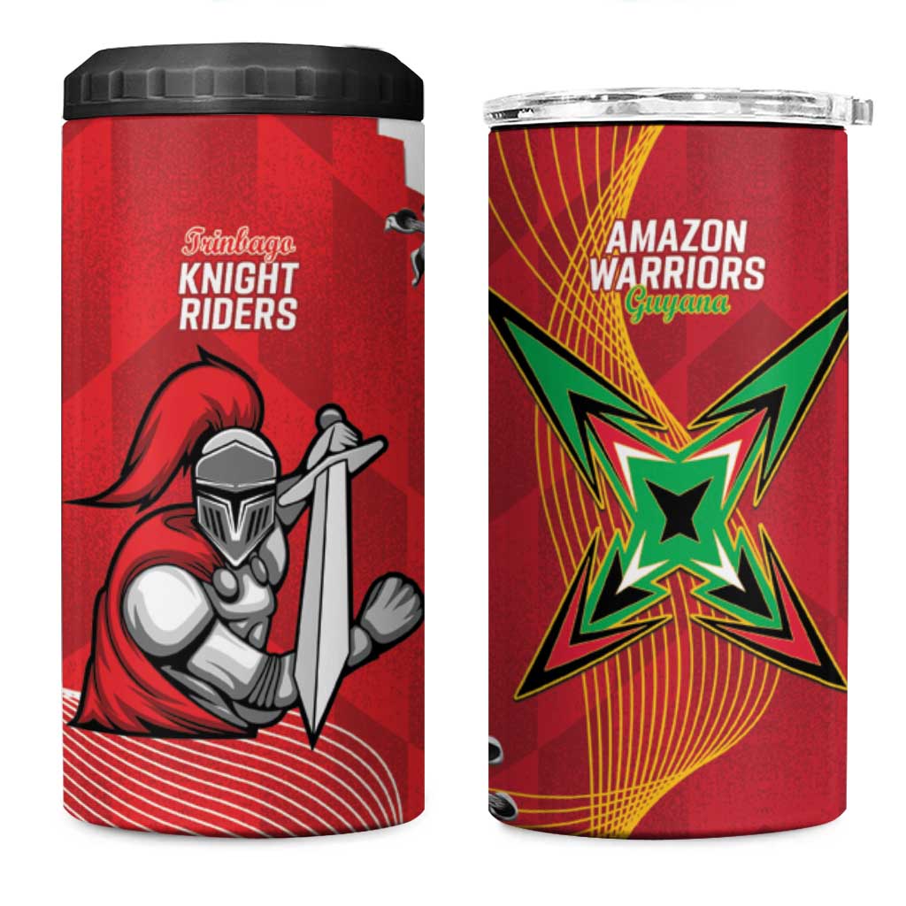 Guyana and Trinbago Cricket 4 in 1 Can Cooler Tumbler Amazon Warriors Knight Riders Together - Wonder Print Shop