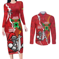 Guyana and Trinbago Cricket Custom Couples Matching Long Sleeve Bodycon Dress and Long Sleeve Button Shirt Amazon Warriors Knight Riders Together - Wonder Print Shop