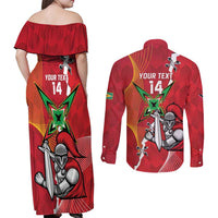 Guyana and Trinbago Cricket Custom Couples Matching Off Shoulder Maxi Dress and Long Sleeve Button Shirt Amazon Warriors Knight Riders Together - Wonder Print Shop