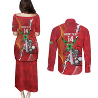 Guyana and Trinbago Cricket Custom Couples Matching Puletasi and Long Sleeve Button Shirt Amazon Warriors Knight Riders Together - Wonder Print Shop