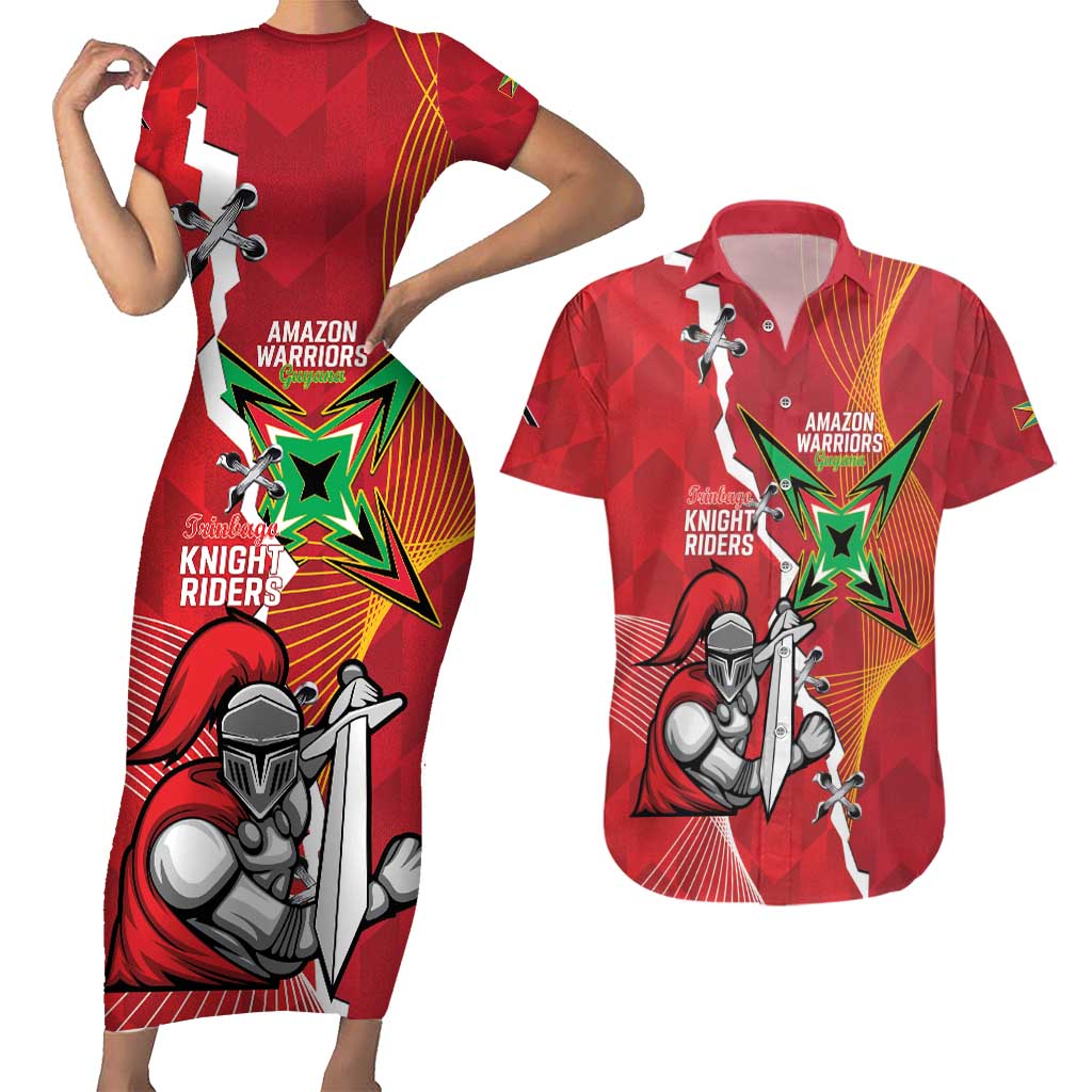 Guyana and Trinbago Cricket Custom Couples Matching Short Sleeve Bodycon Dress and Hawaiian Shirt Amazon Warriors Knight Riders Together - Wonder Print Shop
