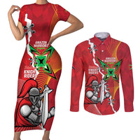 Guyana and Trinbago Cricket Custom Couples Matching Short Sleeve Bodycon Dress and Long Sleeve Button Shirt Amazon Warriors Knight Riders Together - Wonder Print Shop