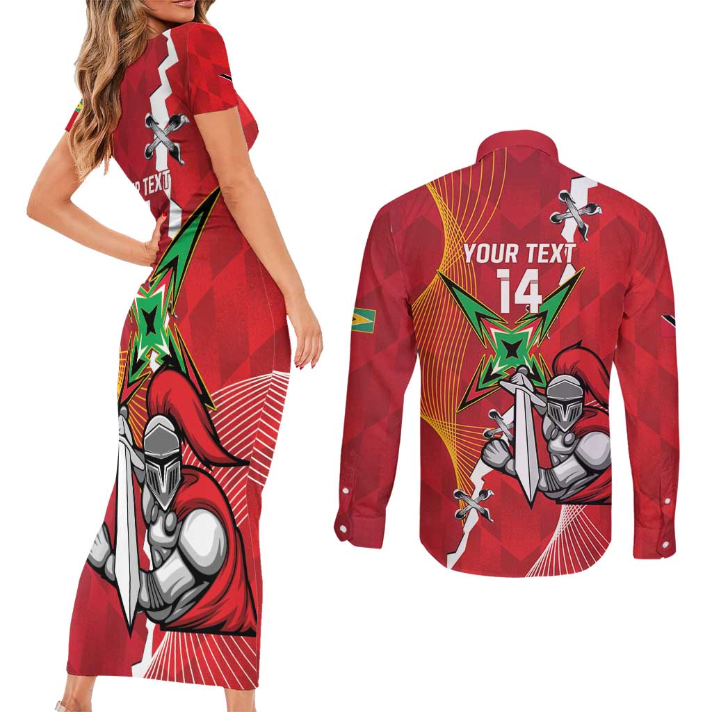 Guyana and Trinbago Cricket Custom Couples Matching Short Sleeve Bodycon Dress and Long Sleeve Button Shirt Amazon Warriors Knight Riders Together - Wonder Print Shop