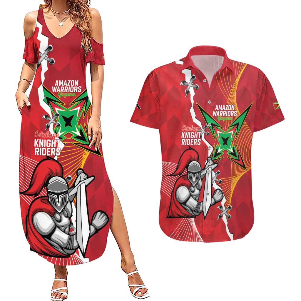 Guyana and Trinbago Cricket Custom Couples Matching Summer Maxi Dress and Hawaiian Shirt Amazon Warriors Knight Riders Together - Wonder Print Shop