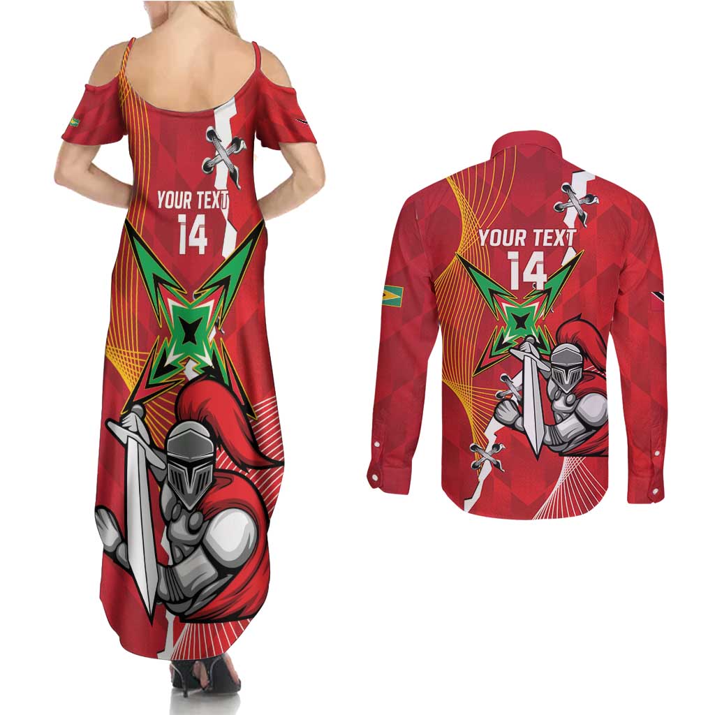 Guyana and Trinbago Cricket Custom Couples Matching Summer Maxi Dress and Long Sleeve Button Shirt Amazon Warriors Knight Riders Together - Wonder Print Shop