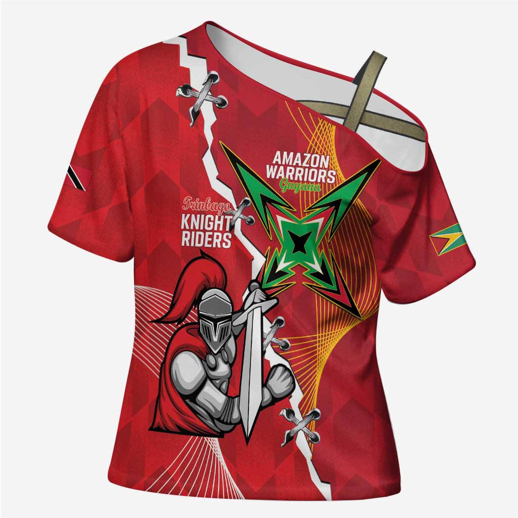 Guyana and Trinbago Cricket Custom Cross Shoulder Shirt Amazon Warriors Knight Riders Together - Wonder Print Shop