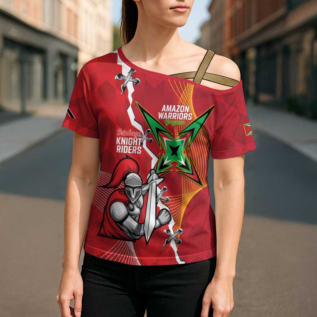 Guyana and Trinbago Cricket Custom Cross Shoulder Shirt Amazon Warriors Knight Riders Together - Wonder Print Shop