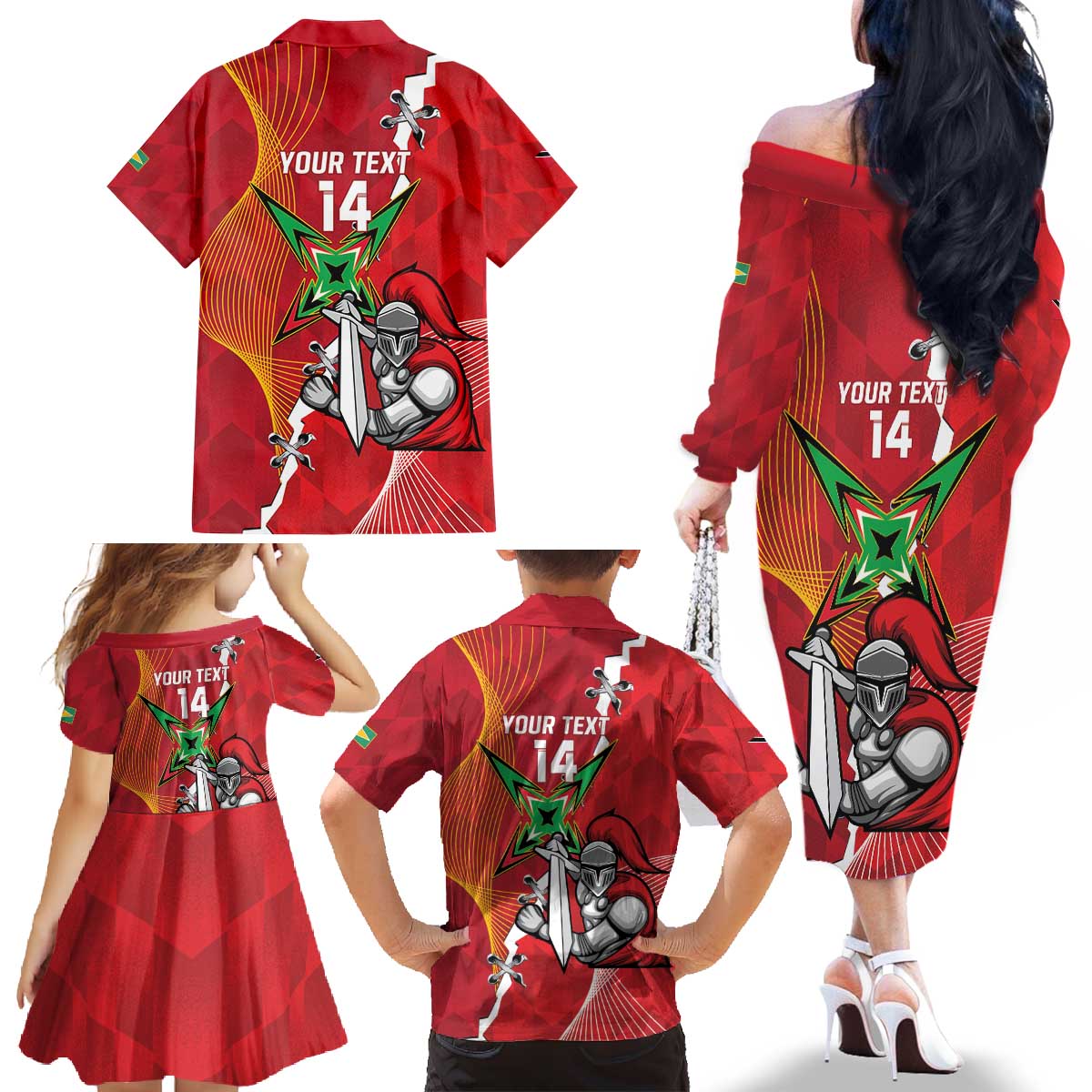 Guyana and Trinbago Cricket Custom Family Matching Off The Shoulder Long Sleeve Dress and Hawaiian Shirt Amazon Warriors Knight Riders Together - Wonder Print Shop